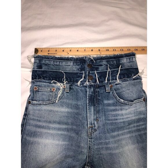 Lucky Remade Pins Stacked Waist Jeans Size 26 US 2 Blue Cropped High Rise Frayed - Picture 8 of 12